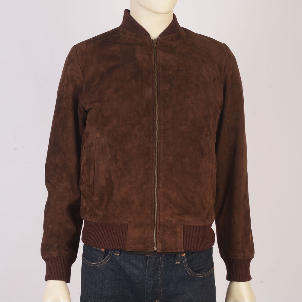 Brown Suede Bomber Jacket